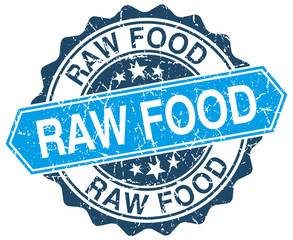 Fototapeta premium raw food blue round grunge stamp on white