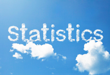 Statistics a cloud word floating on sky