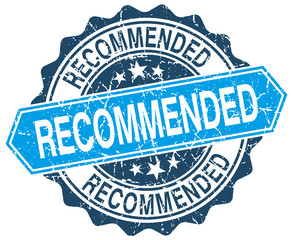 Obraz premium recommended blue round grunge stamp on white
