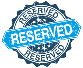 reserved blue round grunge stamp on white
