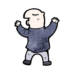 cartoon bald man calming things down