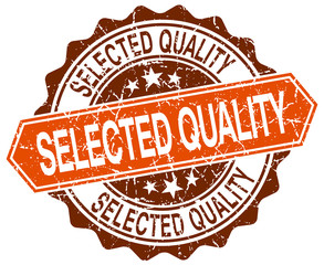 selected quality orange round grunge stamp on white