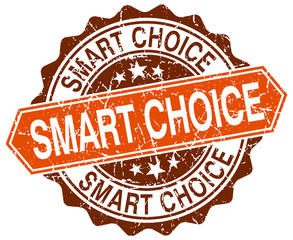 smart choice orange round grunge stamp on white