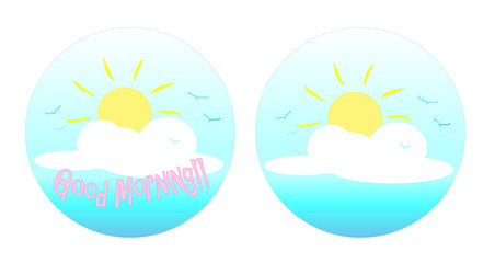 Good Morning Logo, A vector illustration of the sun rising behind the cloud.