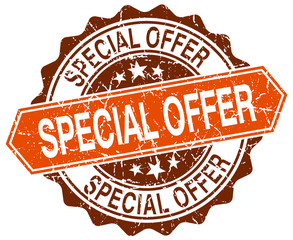 Obraz premium special offer orange round grunge stamp on white