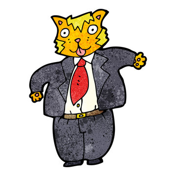 Cartoon Fat Cat Businessman
