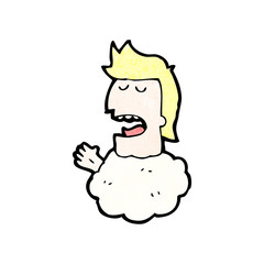 cartoon man with head in clouds