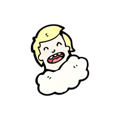 cartoon man with head in clouds