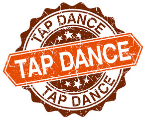 tap dance orange round grunge stamp on white
