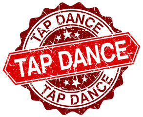 tap dance red round grunge stamp on white