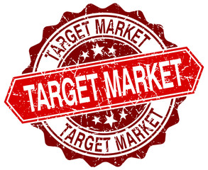 target market red round grunge stamp on white