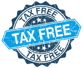Obraz premium tax free blue round grunge stamp on white
