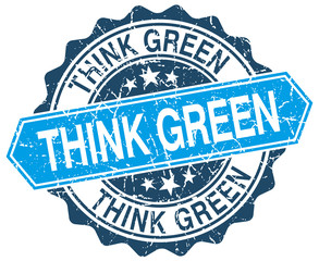 Fototapeta premium think green blue round grunge stamp on white
