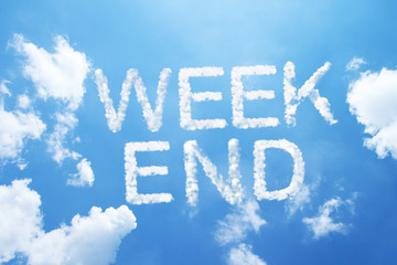 Naklejka na ściany i meble Weekend cloud word on sky