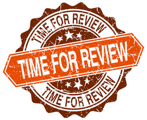 Obraz premium time for review orange round grunge stamp on white