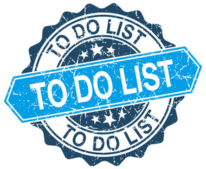 to do list blue round grunge stamp on white