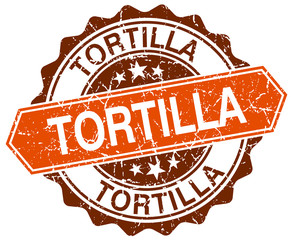 Obraz premium tortilla orange round grunge stamp on white