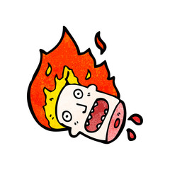 cartoon flaming head