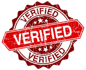 verified red round grunge stamp on white