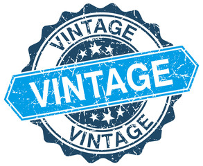 Obraz premium vintage blue round grunge stamp on white