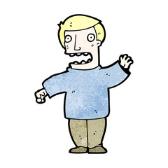 cartoon nervous man waving