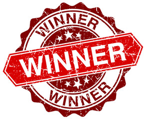 winner red round grunge stamp on white