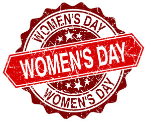 women's day red round grunge stamp on white