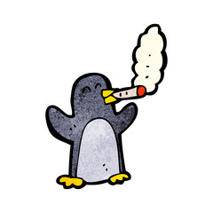 cartoon penguin smoking