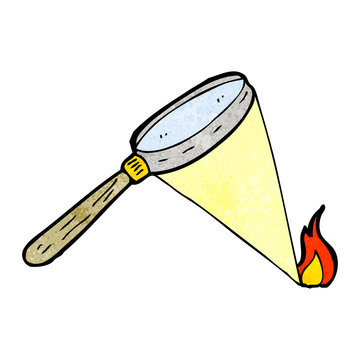 Cartoon Magnifying Glass Starting Fire