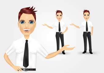 Fototapeta premium business man showing something interesting