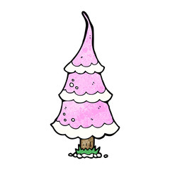 cartoon pink christmas tree