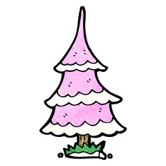 Fototapeta na wymiar cartoon pink christmas tree