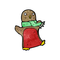 cartoon christmas robin in scarf