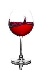 Red wine Glass on White background