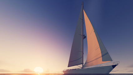 Fototapeta premium sailboat and sunset