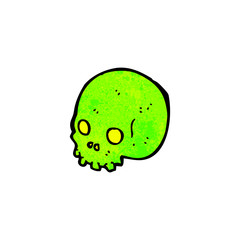 cartoon glowing green skull