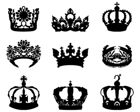 Illustration with crown collection isolated, vector
