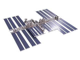 space station 3d render with clipping path