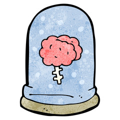 cartoon brain in jar