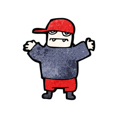 cartoon angry little boy