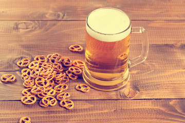 Oktoberfest Beer Mug and traditional German pretzels
