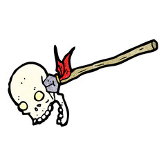 Fototapeta premium cartoon tribal spear with skull