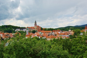 Виды маленького города Крумлов Чехия