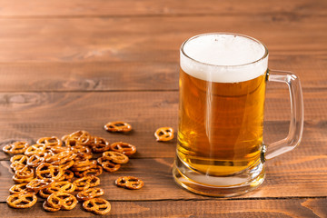 Oktoberfest Beer Mug and traditional German pretzels