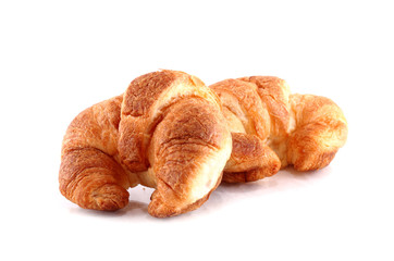 Bread croissant on white background.