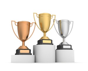 awards on winner podium