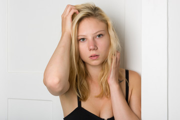 Fototapeta premium Beautiful blond woman with long hair