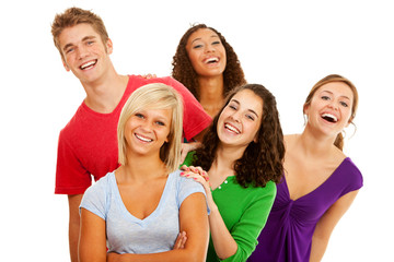 Students: Multi-ethnic Group Of Laughing Teens