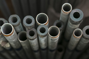 A series of different sizes metal pipes