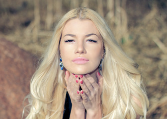 Naklejka premium magnificent portrait of a beautiful young woman